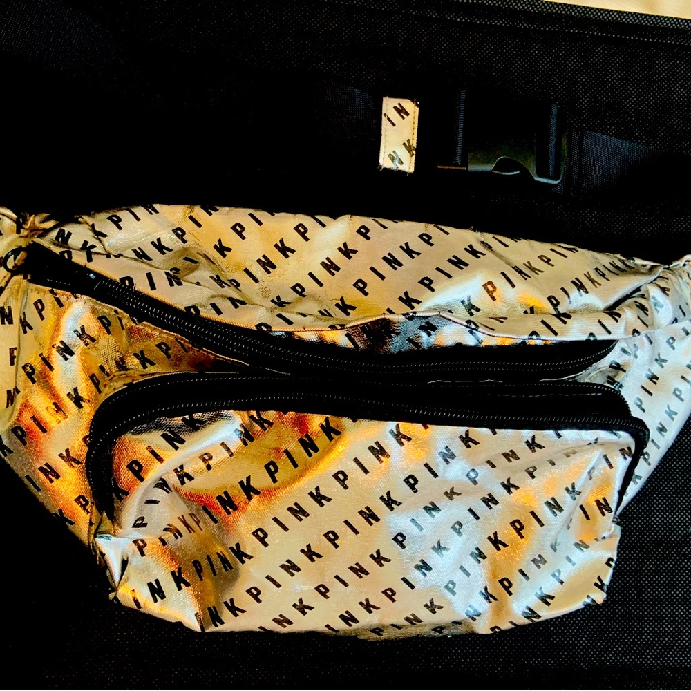 Victoria Secret “Pink Edition” Silver PVC Fanny Pack Bag